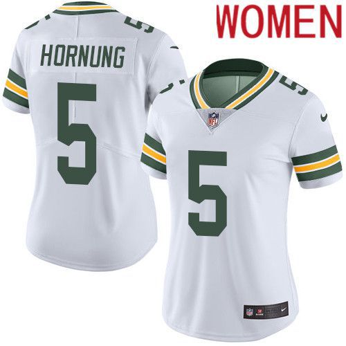 Women Green Bay Packers #5 Paul Hornung White Nike Vapor Limited NFL Jersey->women nfl jersey->Women Jersey